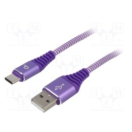 1 pcs x GEMBIRD - CC-USB2B-AMCM-1M-PW - Cable, USB 2.0, USB A plug,USB C plug, gold-plated, 1m, violet