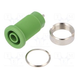1 pcs x SCHu00dcTZINGER - SEB 8632 NI / GN - Socket, 4mm banana, 24A, green, nickel plated, on panel,screw