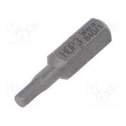 1 pcs x WERA - 5056315001 - Screwdriver bit, hex key, HEX 3mm, Overall len: 25mm