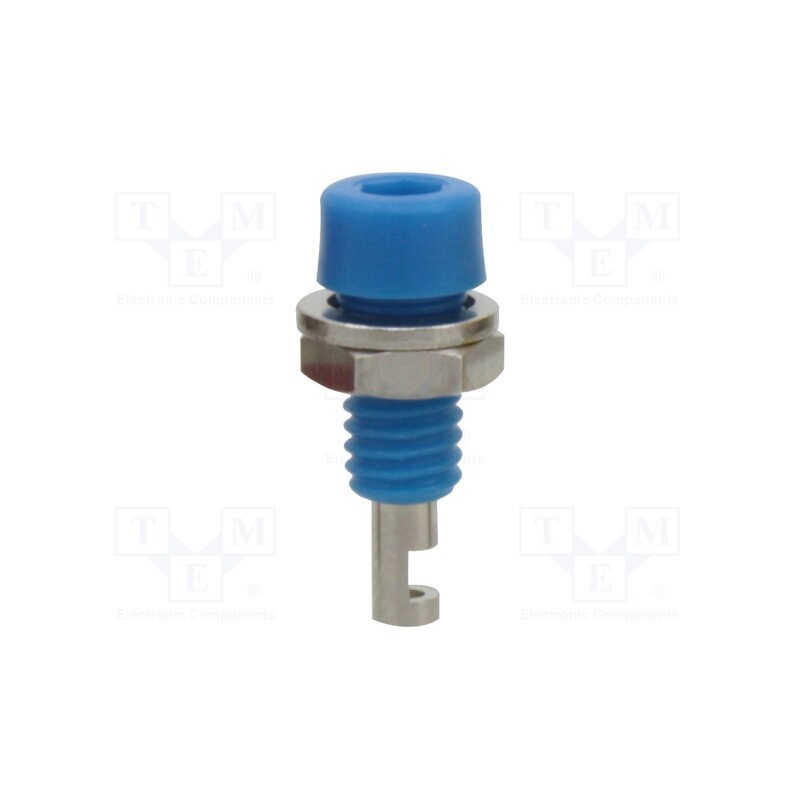 1 pcs x DONAU ELEKTRONIK - 222 - Socket, 2mm banana, 10A, blue, on panel,screw, insulated, -20÷80°C