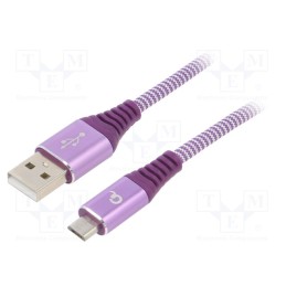 1 pcs x GEMBIRD - CC-USB2B-AMMBM-2M-PW - Cable, USB 2.0, USB A plug,USB B micro plug, gold-plated, 2m