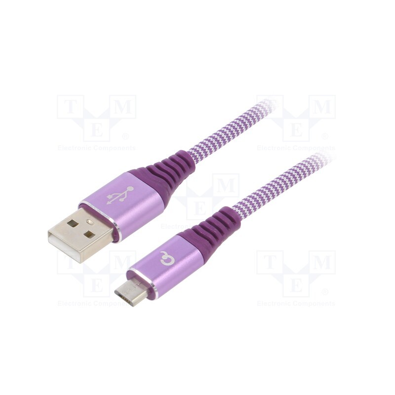 1 pcs x GEMBIRD - CC-USB2B-AMMBM-2M-PW - Cable, USB 2.0, USB A plug,USB B micro plug, gold-plated, 2m