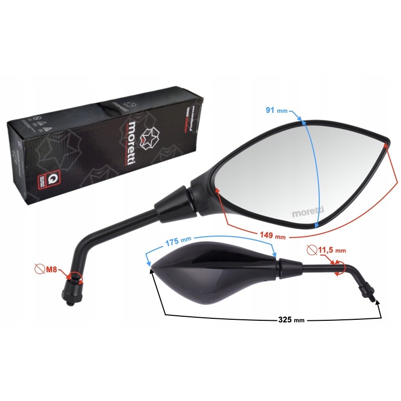 LR mirrors, thread diameter 8mm, for ZH scooter