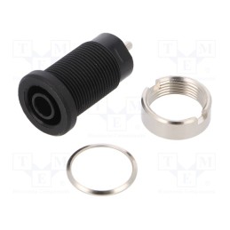 1 pcs x SCHu00dcTZINGER - SEB 8632 NI / SW - Socket, 4mm banana, 24A, black, nickel plated, on panel,screw