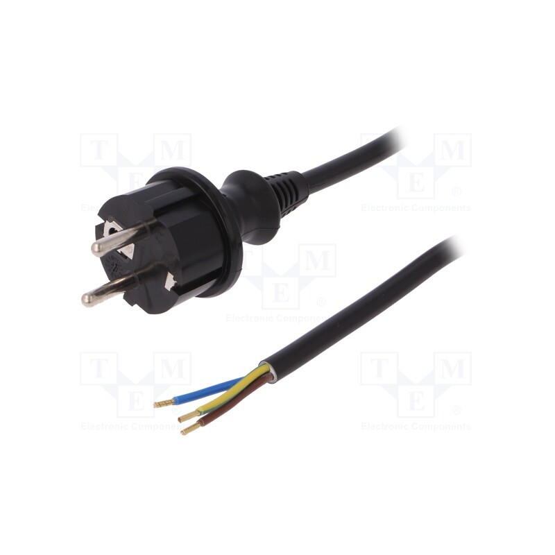1 pcs x PLASTROL - W-98380 - Cable, 3x1.5mm2, CEE 7/7 (E/F) plug,wires,SCHUKO plug, PVC, 1.5m