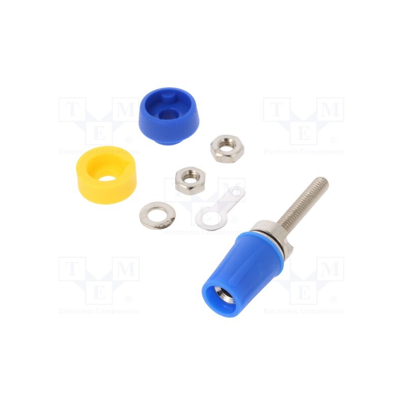 2 pcs x CLIFF - CL1552-TP/2 - Socket, 4mm banana, 15A, blue, on panel, Connection: soldered