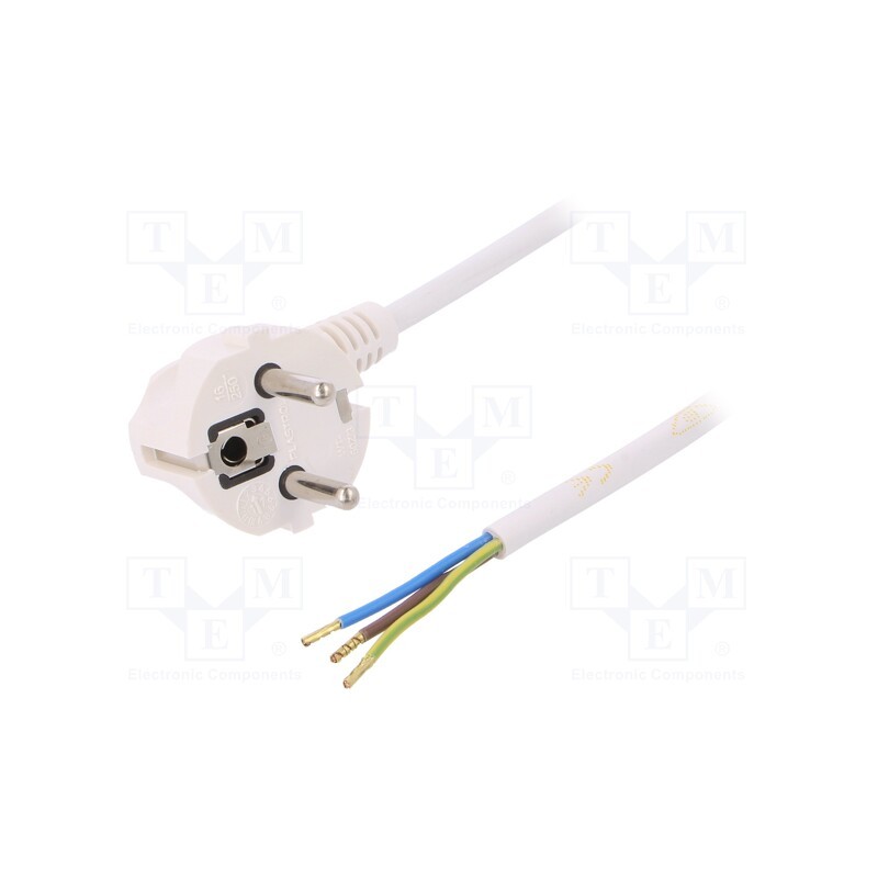 1 pcs x PLASTROL - W-97171 - Cable, 3G1mm2, CEE 7/7 (E/F) plug angled,wires,SCHUKO plug, PVC