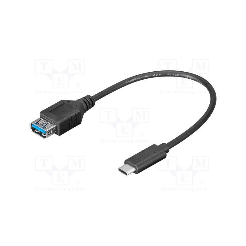 1 pcs x Goobay - 67894 - Cable, OTG,USB 3.0, USB A socket,USB C plug, 0.2m, black, 5Gbps