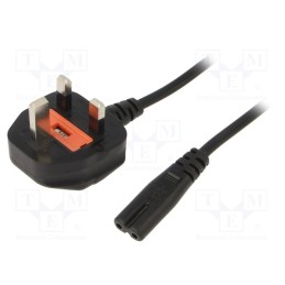 1 pcs x SUNNY - C7G18 - Cable, 2x0.75mm2, BS 1363 (G) plug,IEC C7 female, PVC, 1.8m, 2.5A