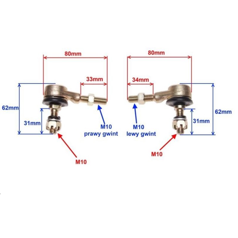 Steering rod ends quad 110 200 cc set