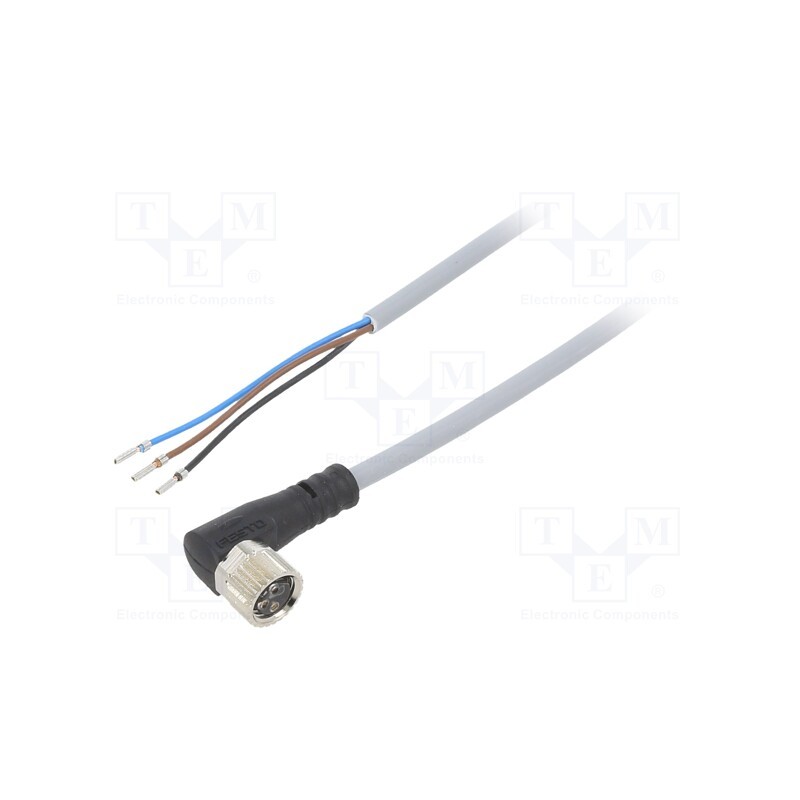 1 pcs x FESTO - 541341 - Connection lead, M8, PIN: 3, angled, 5m, plug, 60VAC, 3A, -25÷70°C