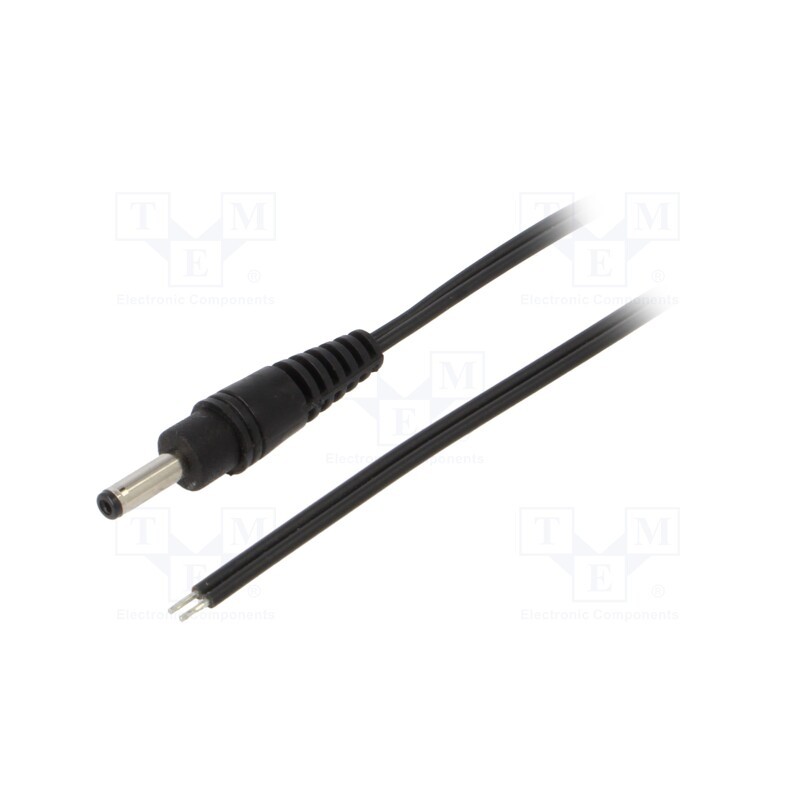 1 pcs x WEST POL - P13-TT-T035-150BK - Cable, 2x0.35mm2, wires,DC 3,5/1,3 plug, straight, black, 1.5m