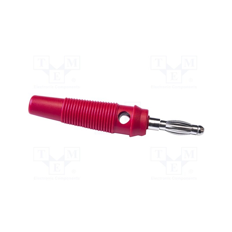 1 pcs x MUELLER ELECTRIC - BU-32616-2 - Plug, 4mm banana, 24A, 30VAC, 60VDC, red, 60mm, nickel plated, screw