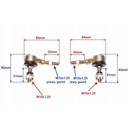 Steering rod ends set for ATV 110 150