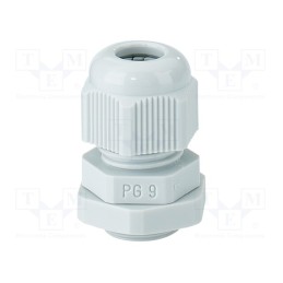 1 pcs x HENSEL - 3600075 - Cable gland, PG9, IP65, polyamide, light grey