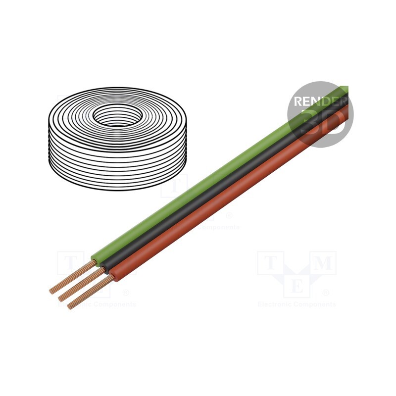 1 rol x DONAU ELEKTRONIK - 318-014 - Wire: ribbon, FBK Toy, 3x0.14mm2, stranded, Cu, PVC, 250V, 5m