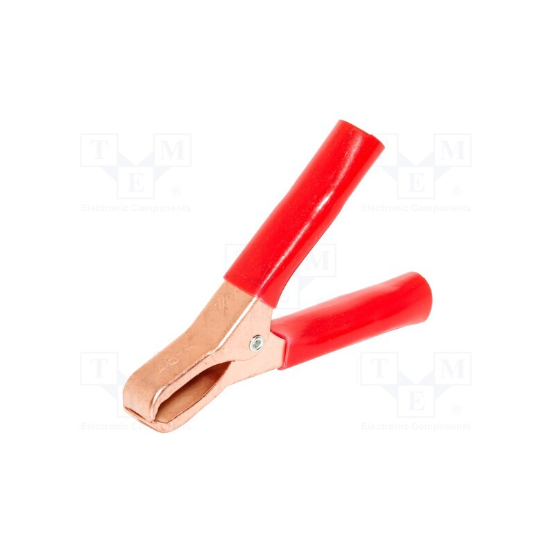 1 pcs x MUELLER ELECTRIC - BU-46A-2 - Crocodile clip, 50A, Grip capac: max.29mm, Overall len: 74mm, red