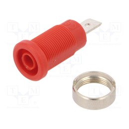 1 pcs x ELECTRO-PJP - 3266-I-RT - Socket, 4mm banana, 36A, red, nickel plated, on panel,screw, 5mΩ