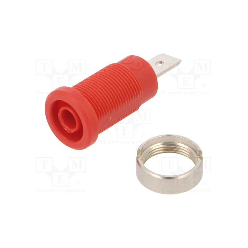 1 pcs x ELECTRO-PJP - 3266-I-RT - Socket, 4mm banana, 36A, red, nickel plated, on panel,screw, 5mΩ