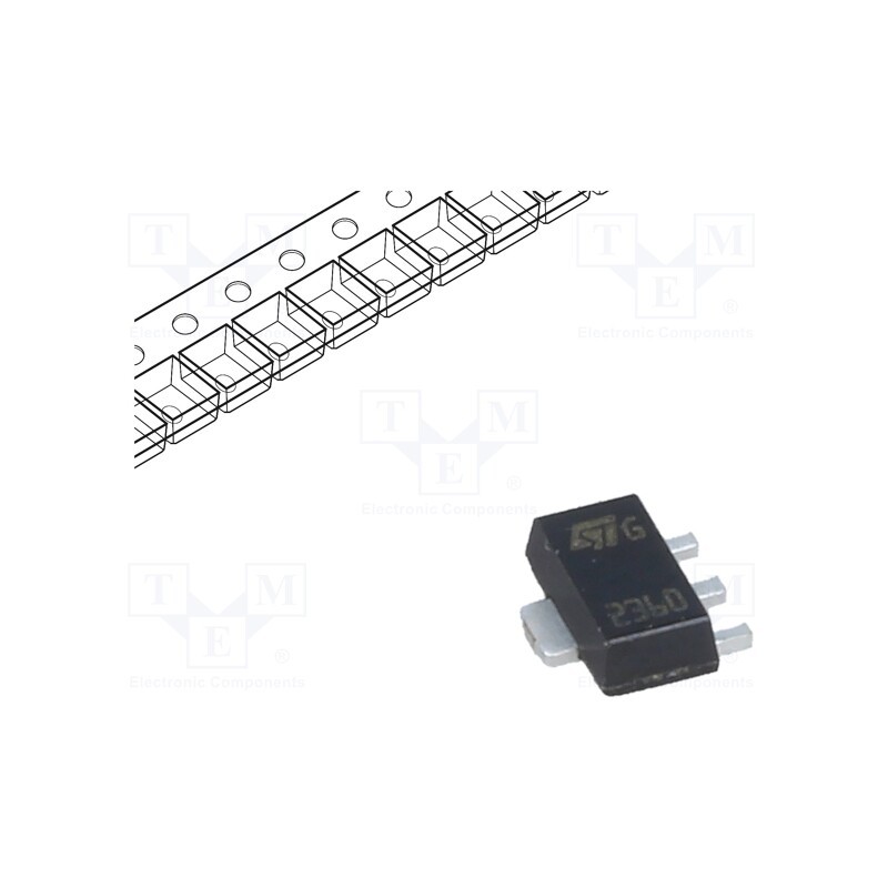 3 pcs x STMicroelectronics - 2STF2360 - Transistor: PNP, bipolar, 60V, 3A, 1.4W, SOT89