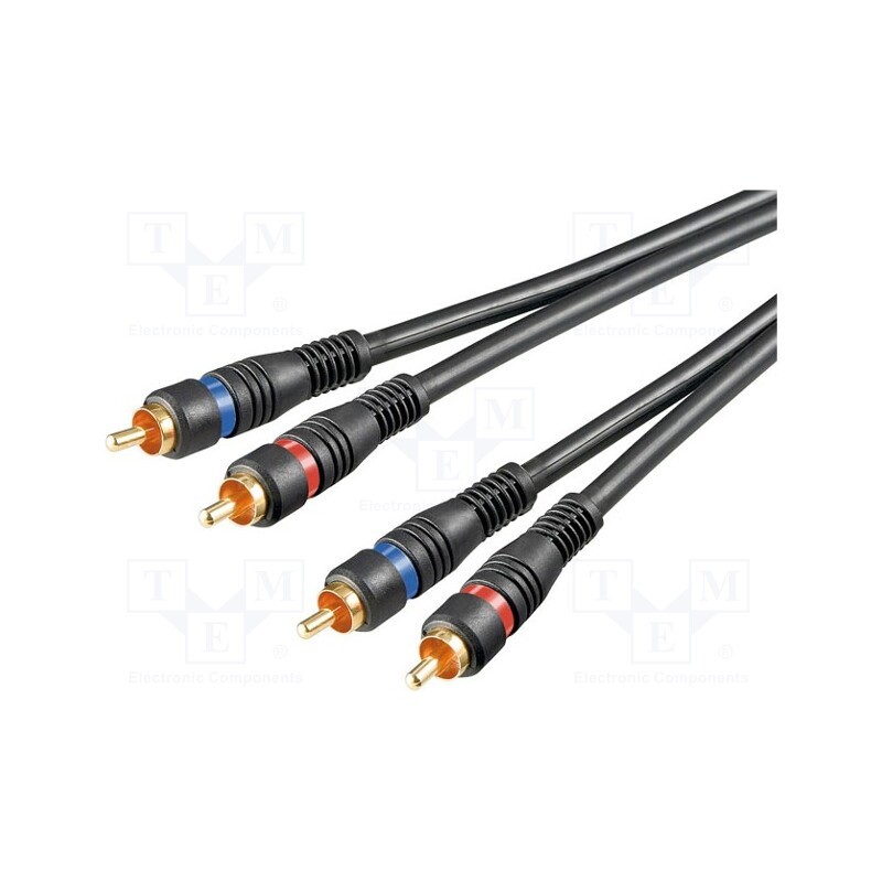 1 pcs x Goobay - 50032 - Cable, RCA plug x2,both sides, 1.5m, Plating: gold-plated, black