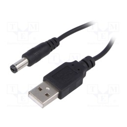 1 pcs x AKYGA - AK-DC-01 - Cable, USB A plug,DC 5,5/2,1 plug, straight, black, 0.8m, 5÷50°C