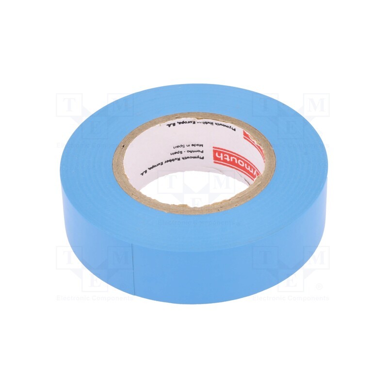 1 rol x PLYMOUTH - N-12 PVC TAPE 19MMX20M BLUE - Tape: electrical insulating, W: 19mm, L: 20m, Thk: 0.15mm, blue, 220%