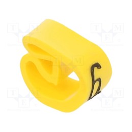 1 pcg x PARTEX - PA-20004AV40.6 - Markers, Marking: 6, 4÷10mm, PVC, yellow, -30÷60°C, leaded, PA-2