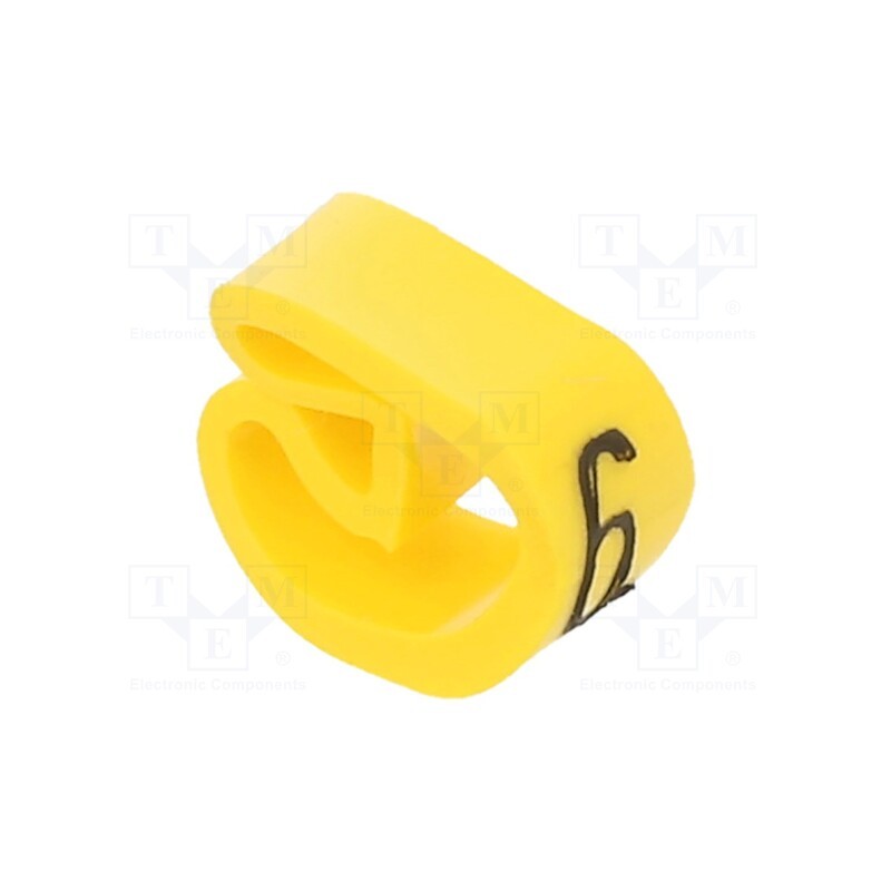 1 pcg x PARTEX - PA-20004AV40.6 - Markers, Marking: 6, 4÷10mm, PVC, yellow, -30÷60°C, leaded, PA-2
