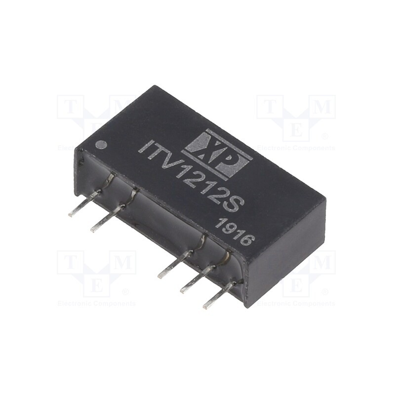 1 pcs x XP POWER - ITV1212S - Converter: DC/DC, 1W, Uin: 12V, Uout: 12VDC, Uout2: -12VDC, SIP, 50kHz