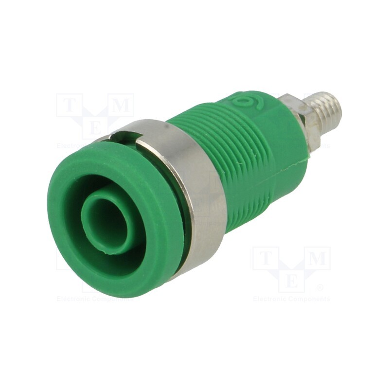 1 pcs x ELECTRO-PJP - 3265-I-GN - Socket, 4mm banana, 36A, Cutout: Ø12mm, green, nickel plated, 5mΩ