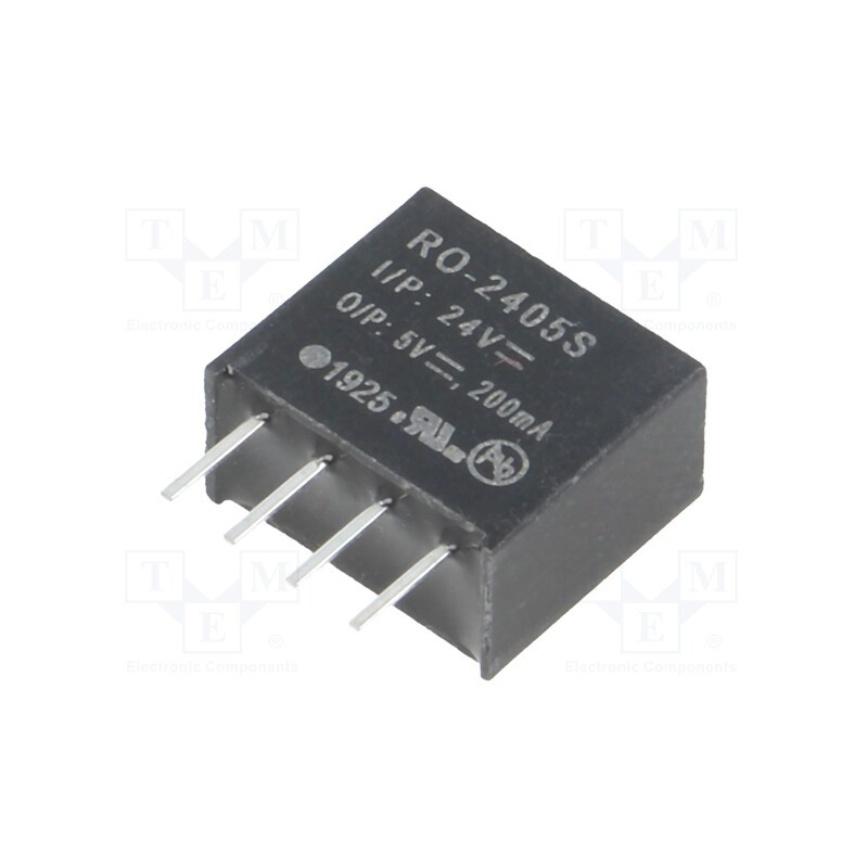 1 pcs x RECOM - RO-2405S - Converter: DC/DC, 1W, Uin: 21.6÷26.4V, Uout: 5VDC, Iout: 200mA, SIP4