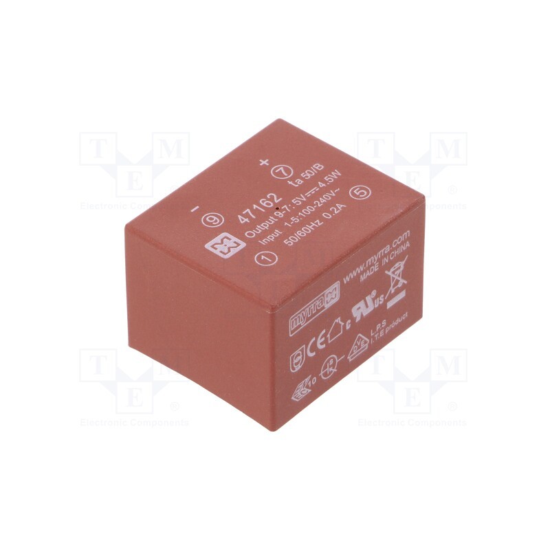 1 pcs x MYRRA - 47162 - Converter: AC/DC, 5W, 85÷265VAC, Usup: 120÷370VDC, Uout: 5VDC, 68%
