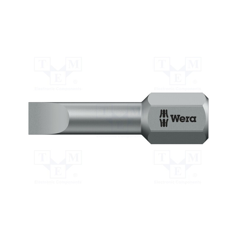 1 pcs x WERA - 5056210001 - Screwdriver bit, slot, 4,5x0,6mm, Overall len: 25mm, TORSION