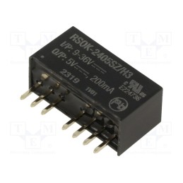 1 pcs x RECOM - RSOK-2405SZ/H3 - Converter: DC/DC, 1W, Uin: 9÷36V, Uout: 5VDC, Iout: 200mA, SIP8