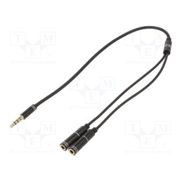 1 pcs x GEMBIRD - CCA-417M - Cable, Jack 3,5mm 4pin plug,Jack 3.5mm socket x2, 0.2m, black