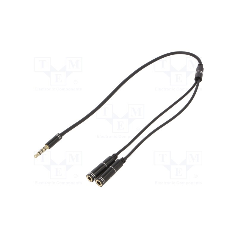 1 pcs x GEMBIRD - CCA-417M - Cable, Jack 3,5mm 4pin plug,Jack 3.5mm socket x2, 0.2m, black