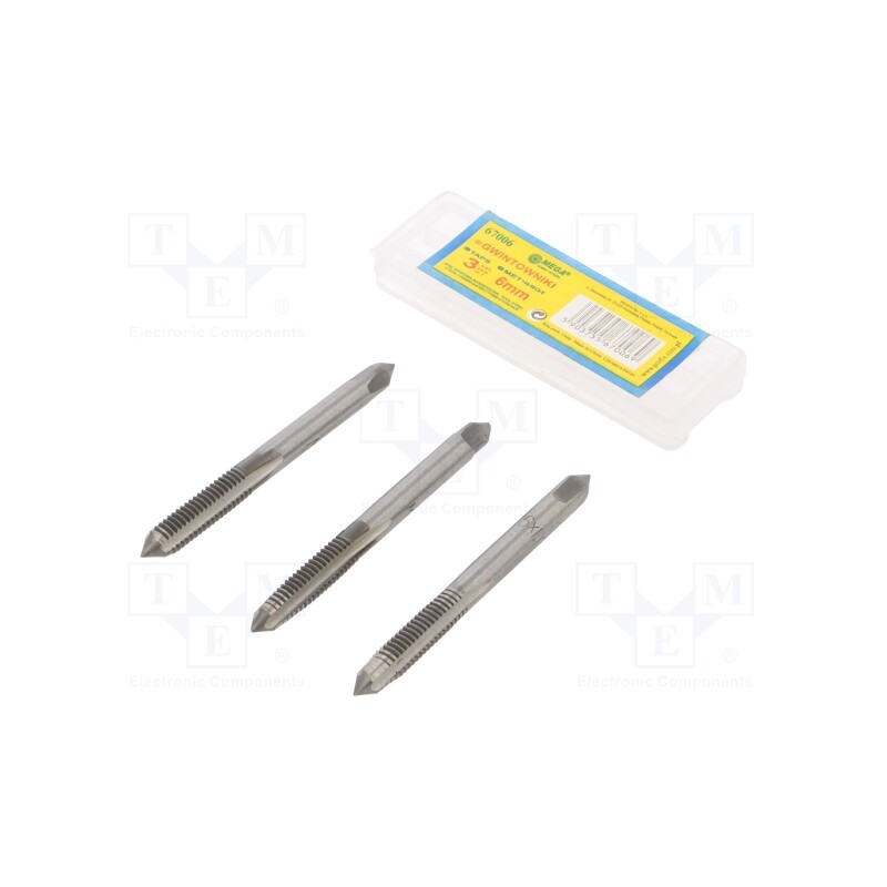 1 set x MEGA - 67006 - Kit: taps, Thread: M6, Pitch: 1, 3pcs.