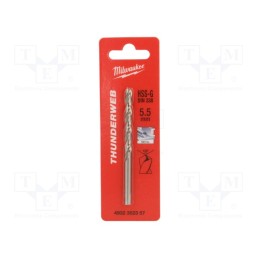 1 pcs x Milwaukee - 4932352357 - Drill bit, for metal, Ø: 5.5mm, high speed steel grounded HSS-G