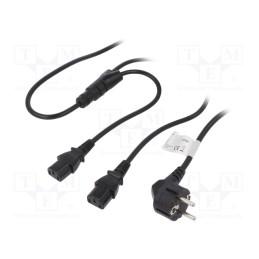 1 pcs x LOGILINK - CP101 - Cable, CEE 7/7 (E/F) plug,IEC C13 female x2, 1.5m, black, 10A