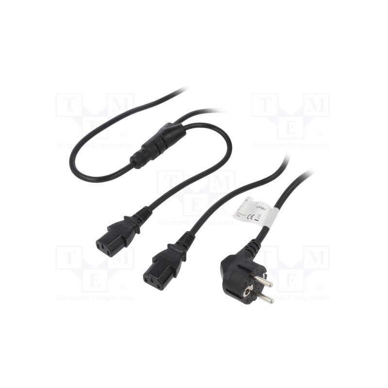 1 pcs x LOGILINK - CP101 - Cable, CEE 7/7 (E/F) plug,IEC C13 female x2, 1.5m, black, 10A