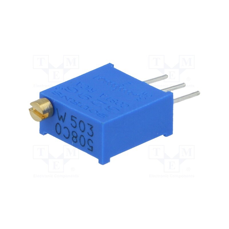 1 pcs x BOURNS - 3296W-1-503LF - Potentiometer: mounting, multiturn, 50kΩ, 500mW, THT, ±10%, linear