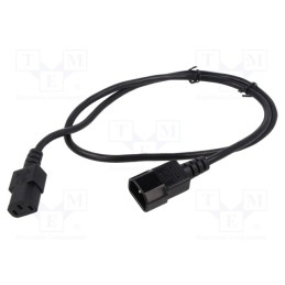 1 pcs x Qualtek Electronics - 318002-01 - Cable, 3x18AWG, IEC C13 female,IEC C14 male, PVC, 1m, black, 10A