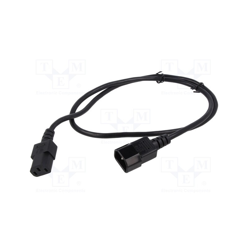 1 pcs x Qualtek Electronics - 318002-01 - Cable, 3x18AWG, IEC C13 female,IEC C14 male, PVC, 1m, black, 10A