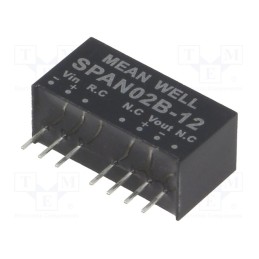 1 pcs x MEAN WELL - SPAN02B-12 - Converter: DC/DC, 2W, Uin: 18÷36V, Uout: 12VDC, Iout: 0÷167mA, SIP8