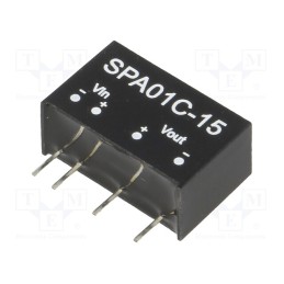 1 pcs x MEAN WELL - SPA01C-15 - Converter: DC/DC, 1W, Uin: 36÷75V, Uout: 15VDC, Iout: 6÷67mA, SIP6