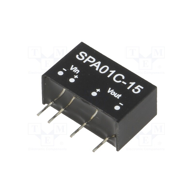 1 pcs x MEAN WELL - SPA01C-15 - Converter: DC/DC, 1W, Uin: 36÷75V, Uout: 15VDC, Iout: 6÷67mA, SIP6