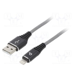 1 pcs x GEMBIRD - CC-USB2B-AMLM-2M-WB2 - Cable, USB 2.0, Apple Lightning plug,USB A plug, gold-plated, 2m