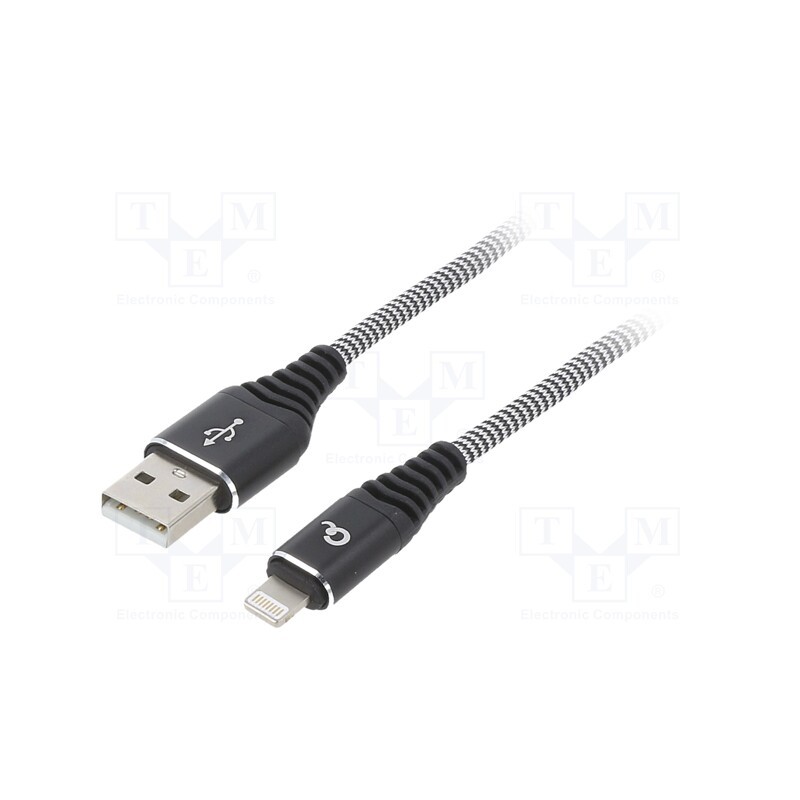 1 pcs x GEMBIRD - CC-USB2B-AMLM-2M-WB2 - Cable, USB 2.0, Apple Lightning plug,USB A plug, gold-plated, 2m