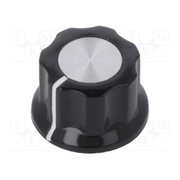 1 pcs x TE Connectivity - 5-1437624-0 - Knob, with flange, plastic, Øshaft: 6.35mm, Ø15.7x12mm, black, PKES